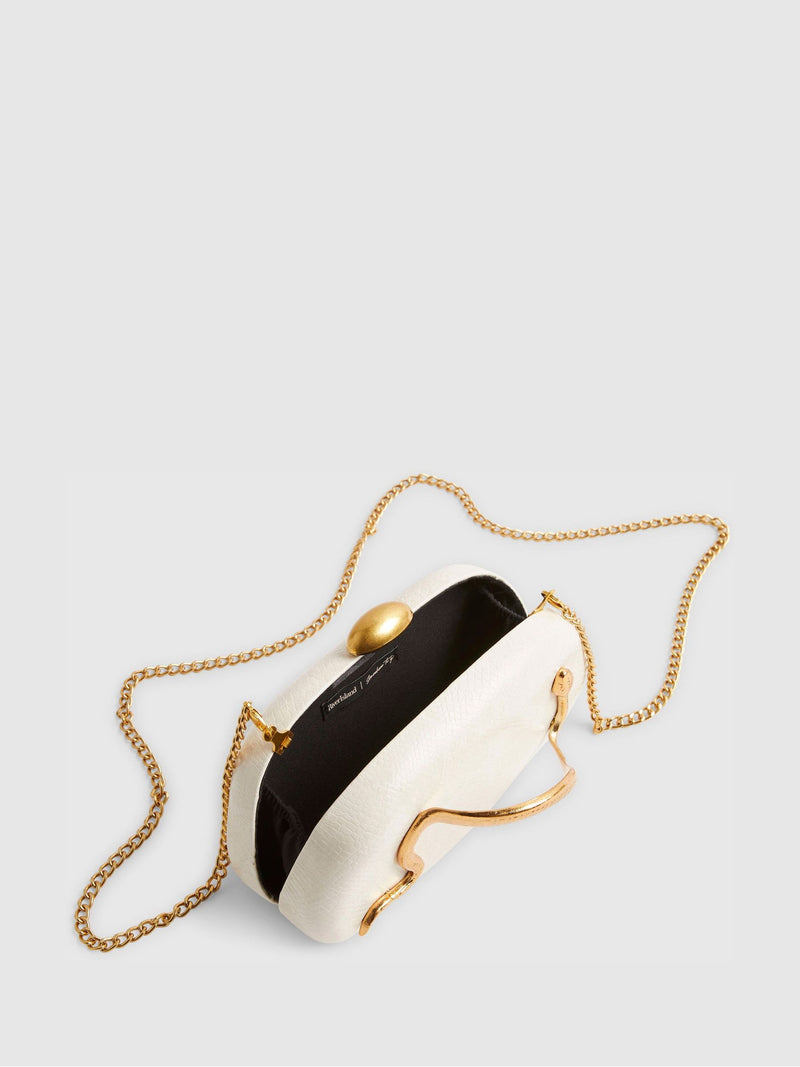 River Island cream snake print clutch bag, imported from the UK