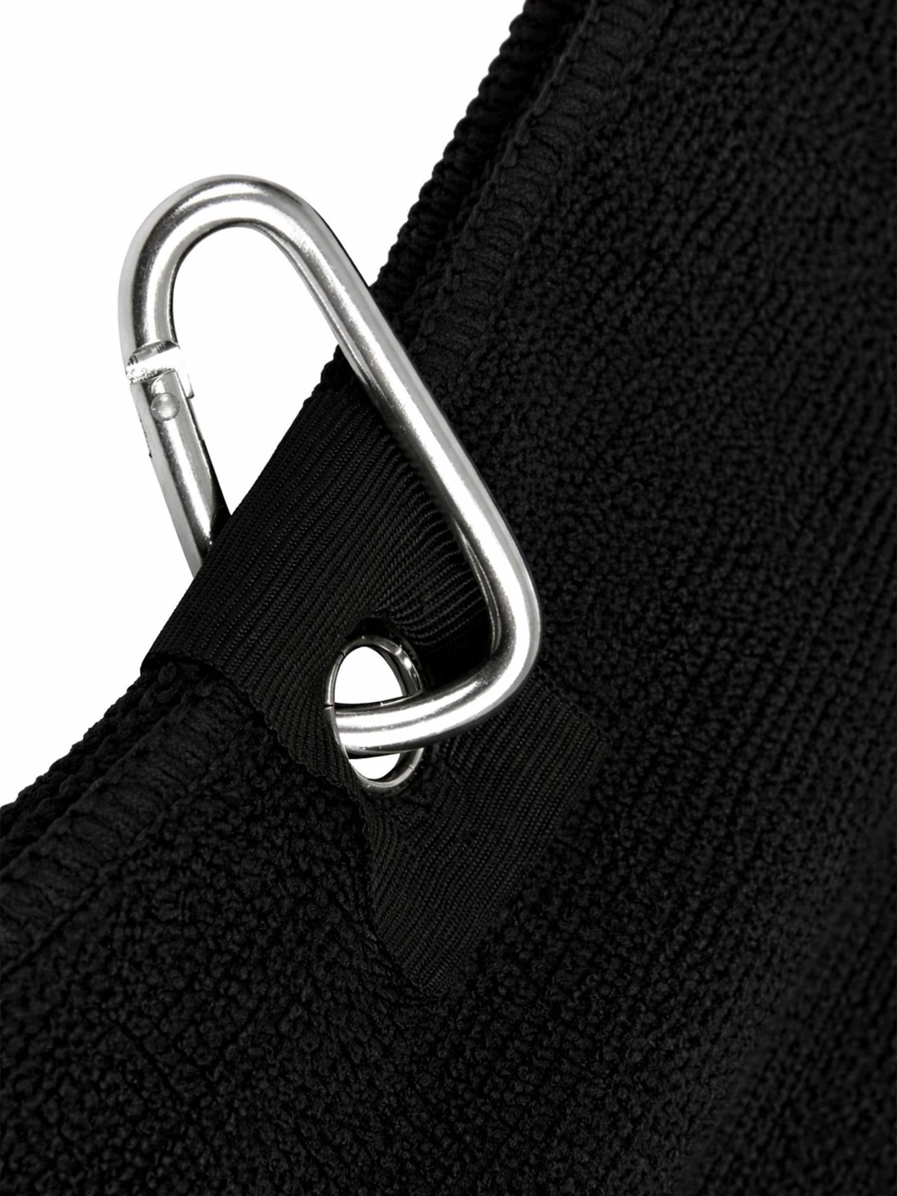 Loveabode black golf towel, imported from the UK