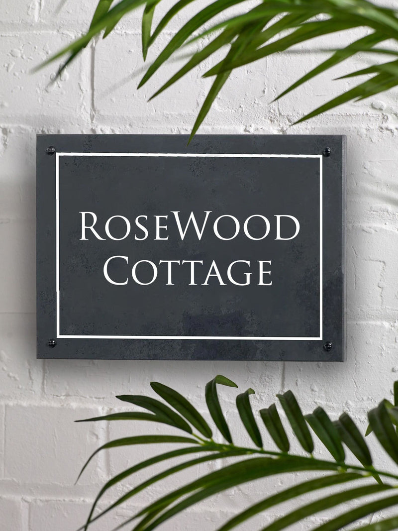 Loveabode engraved slate sign 30x20cm, imported from the UK