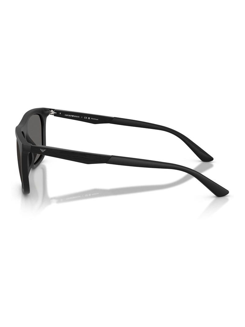 Emporio Armani black rectangular sunglasses with grey lenses, UK version