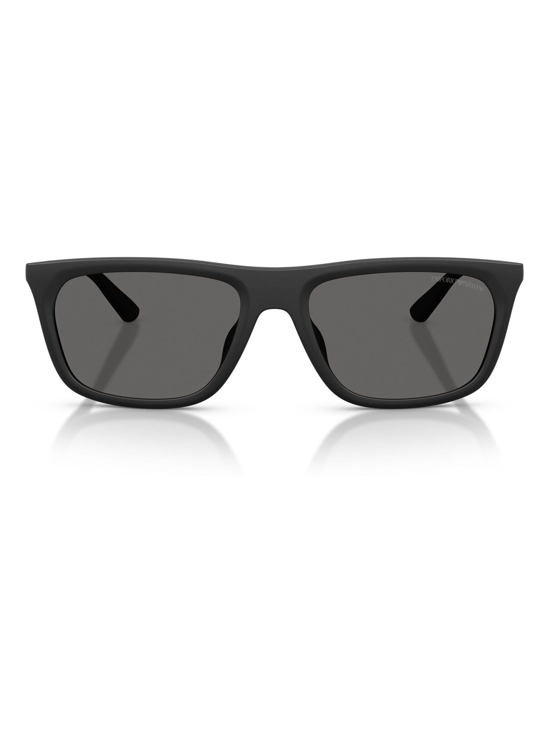 Emporio Armani black rectangular sunglasses with grey lenses, UK version