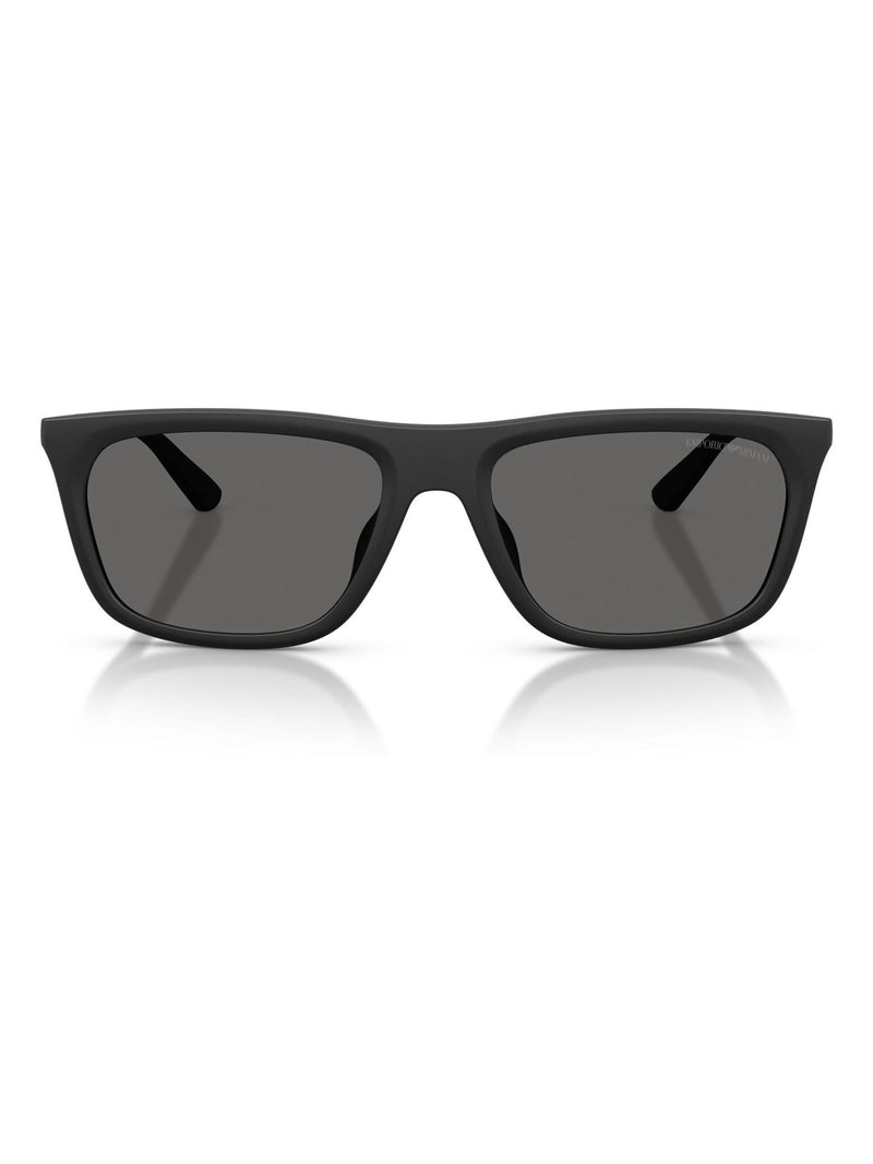 Emporio Armani black rectangular sunglasses with grey lenses, UK version