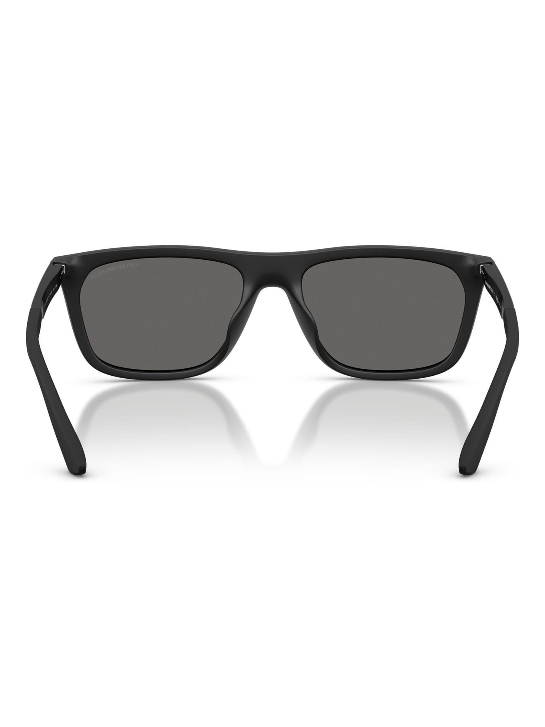 Emporio Armani black rectangular sunglasses with grey lenses, UK version