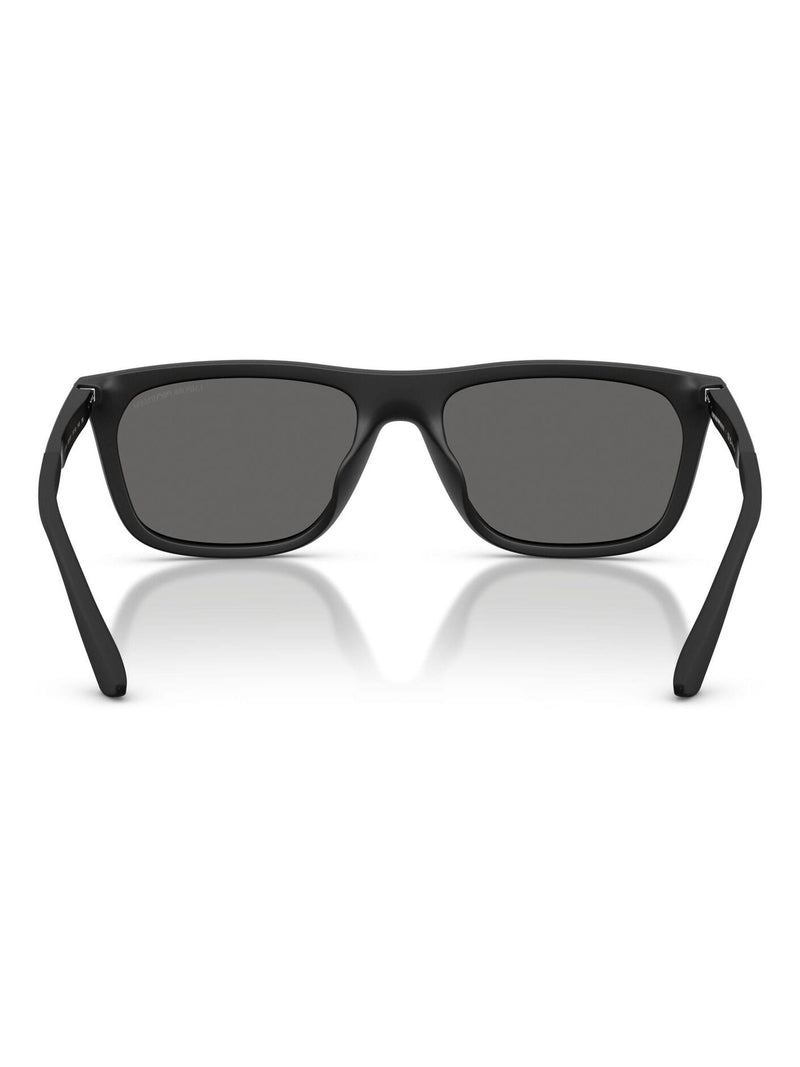 Emporio Armani black rectangular sunglasses with grey lenses, UK version