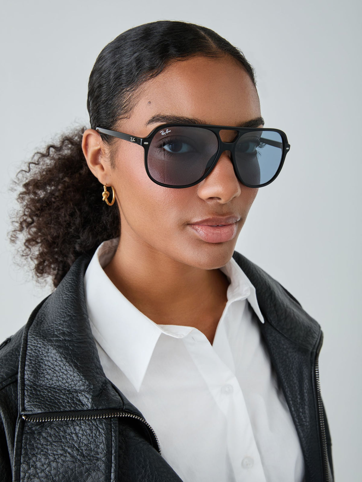 Ray-Ban Bill square sunglasses black acetate blue lenses (British brand)