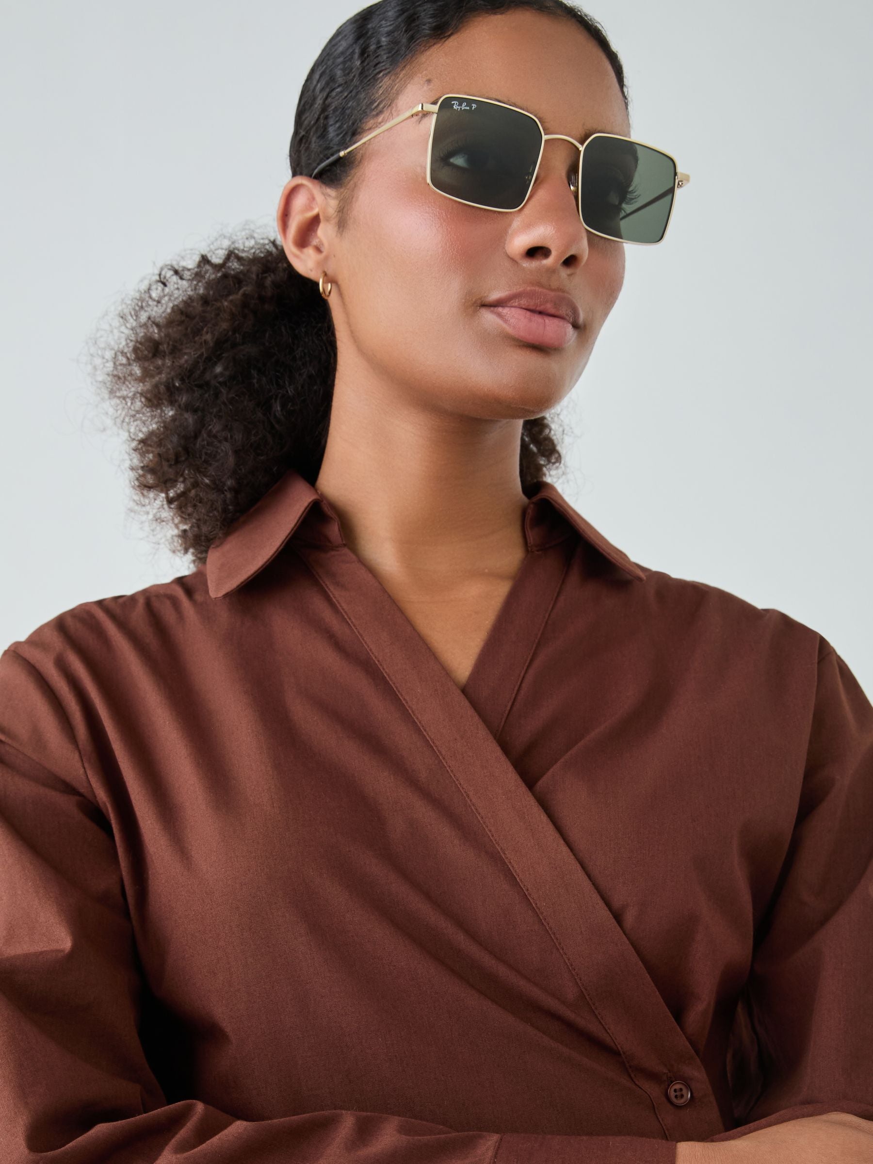 Ray-Ban RB3782 square polarized sunglasses gold metal, imported from the UK