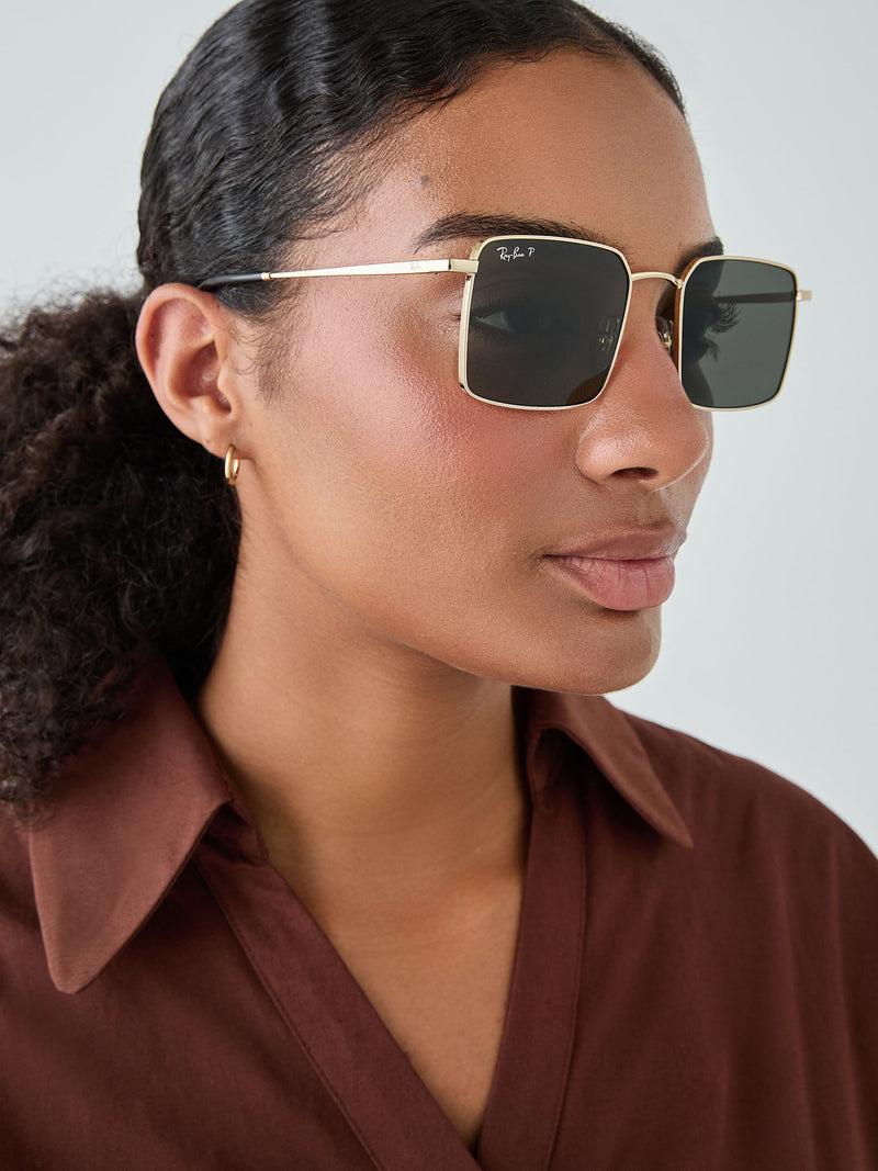 Ray-Ban RB3782 square polarized sunglasses gold metal, imported from the UK
