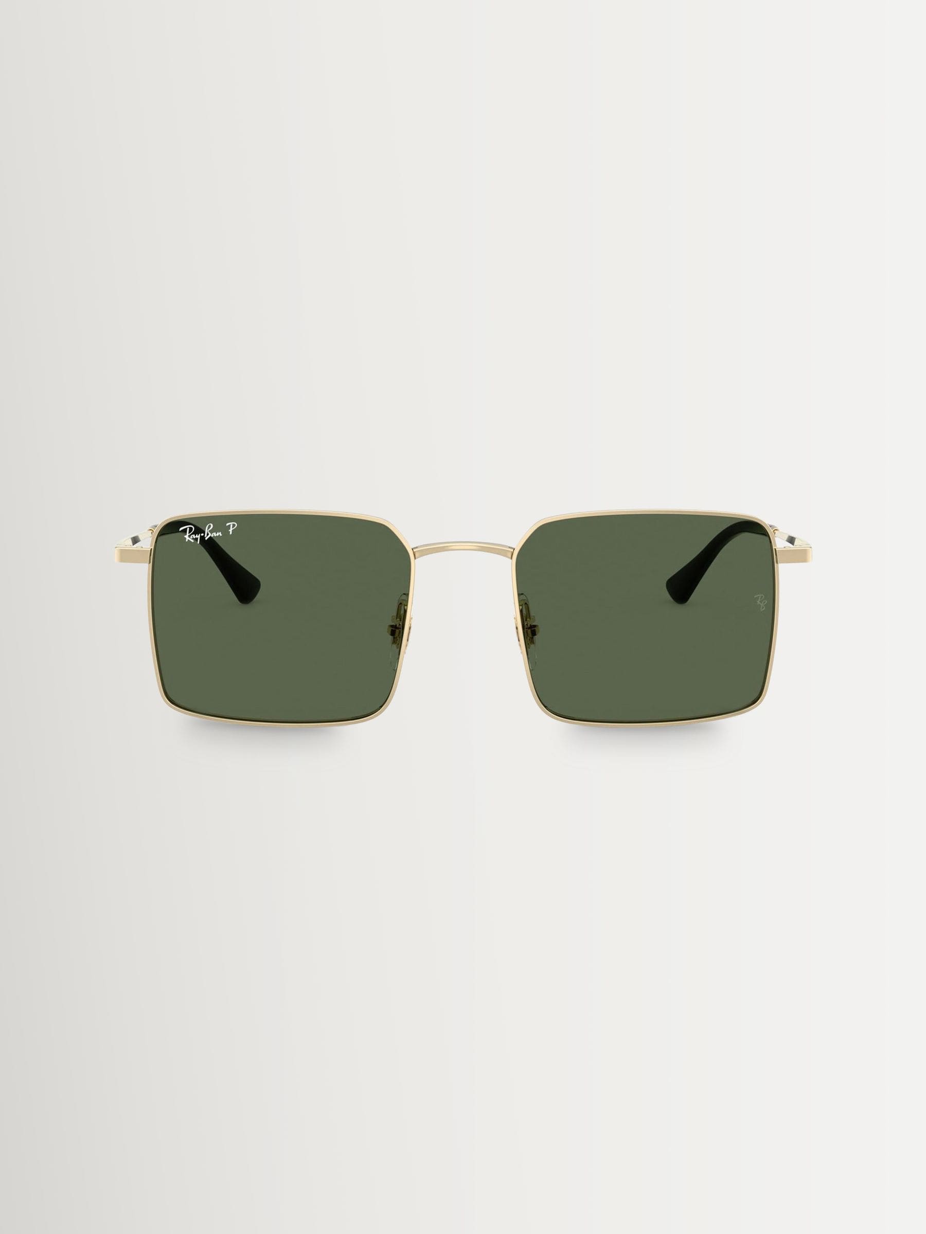 Ray-Ban RB3782 square polarized sunglasses gold metal, imported from the UK