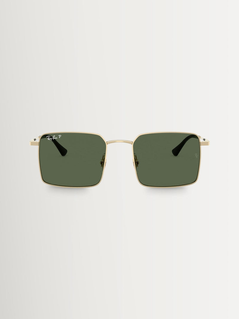 Ray-Ban RB3782 square polarized sunglasses gold metal, imported from the UK