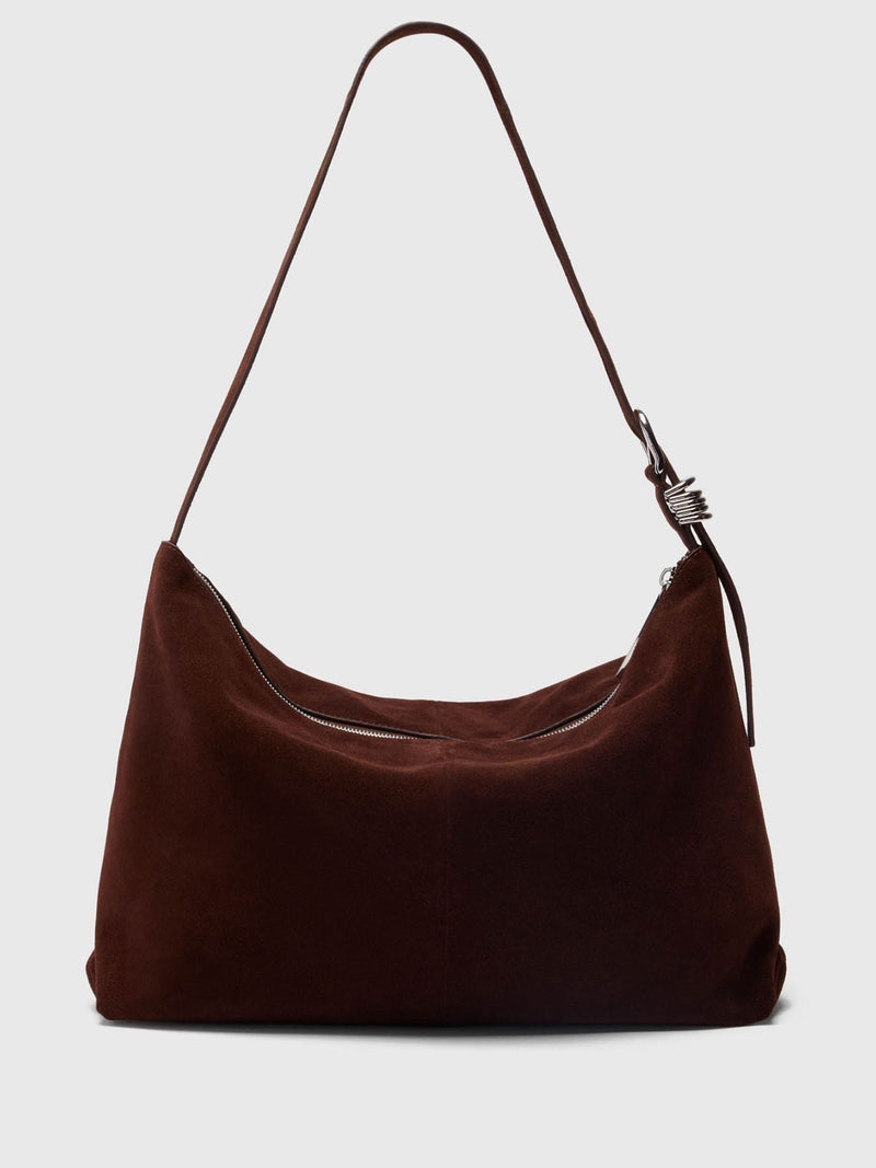 Whistles brown buckle detail suede bag, imported from the UK