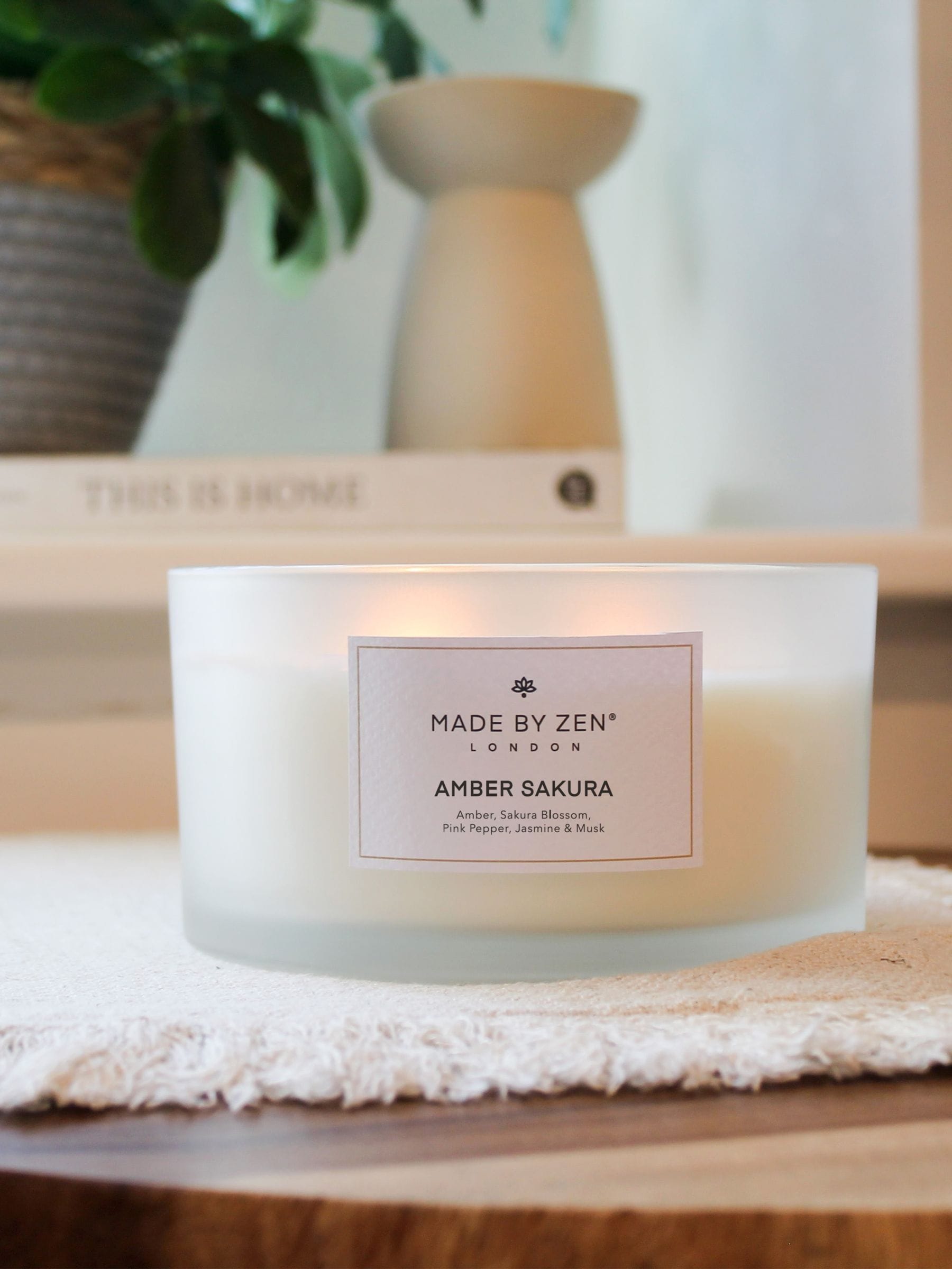 Made by Zen Amber Sakura scented candle, imported from the UK
