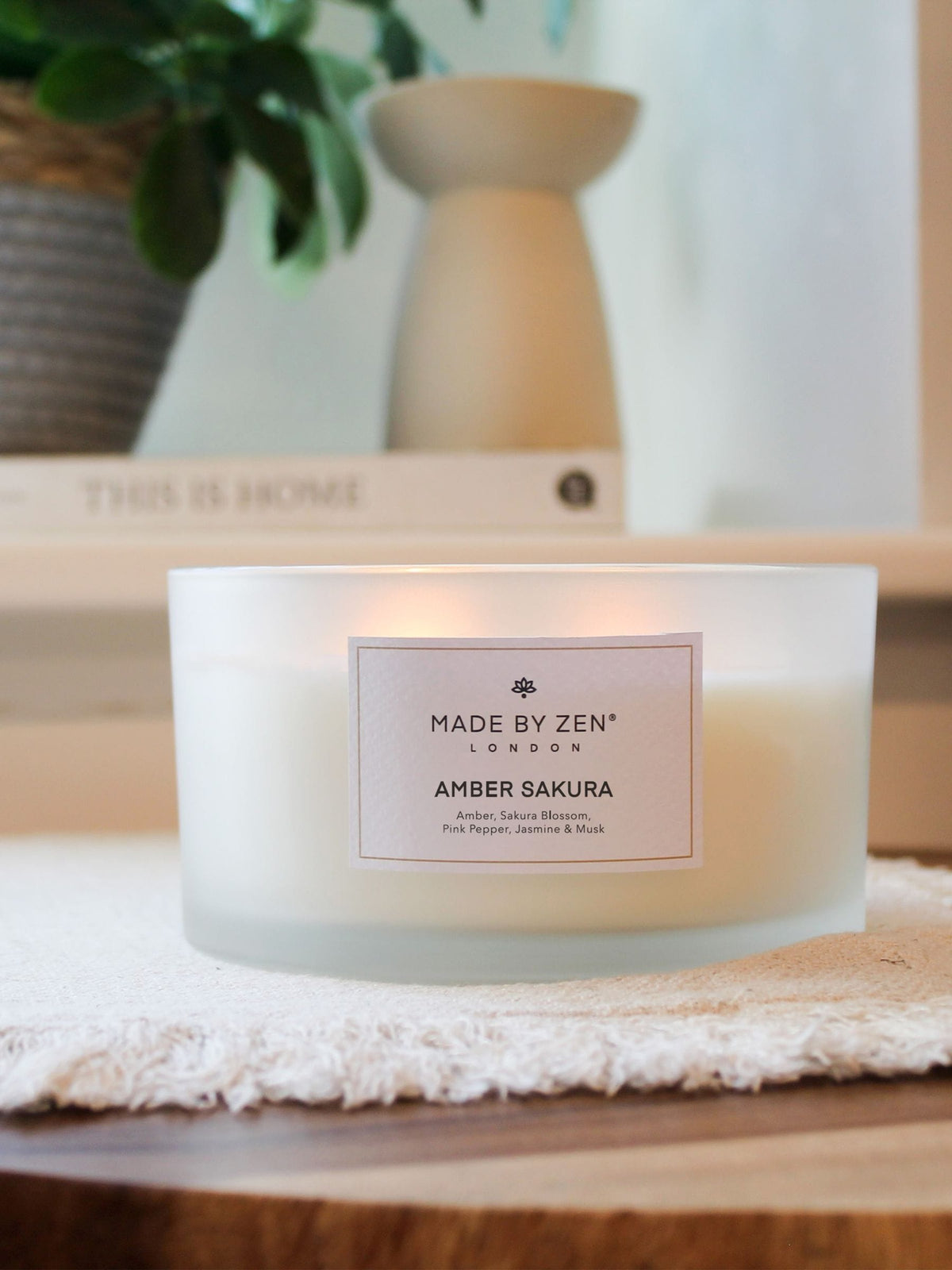 Made by Zen Amber Sakura scented candle, imported from the UK