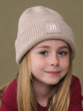 Loveabode personalised peach kids beanie hat ages 3-8 (British brand)