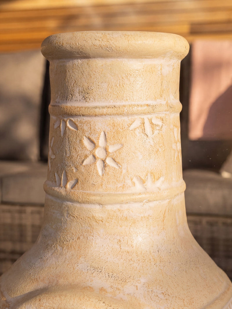 Snug Valencia Clay Garden Chiminea with floral design 85x36cm - British product