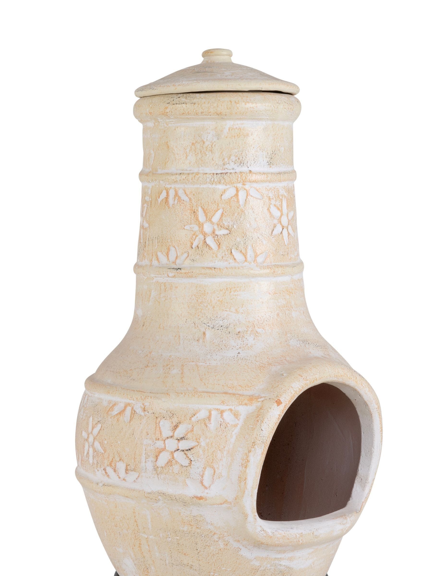 Snug Valencia Clay Garden Chiminea with floral design 85x36cm - British product