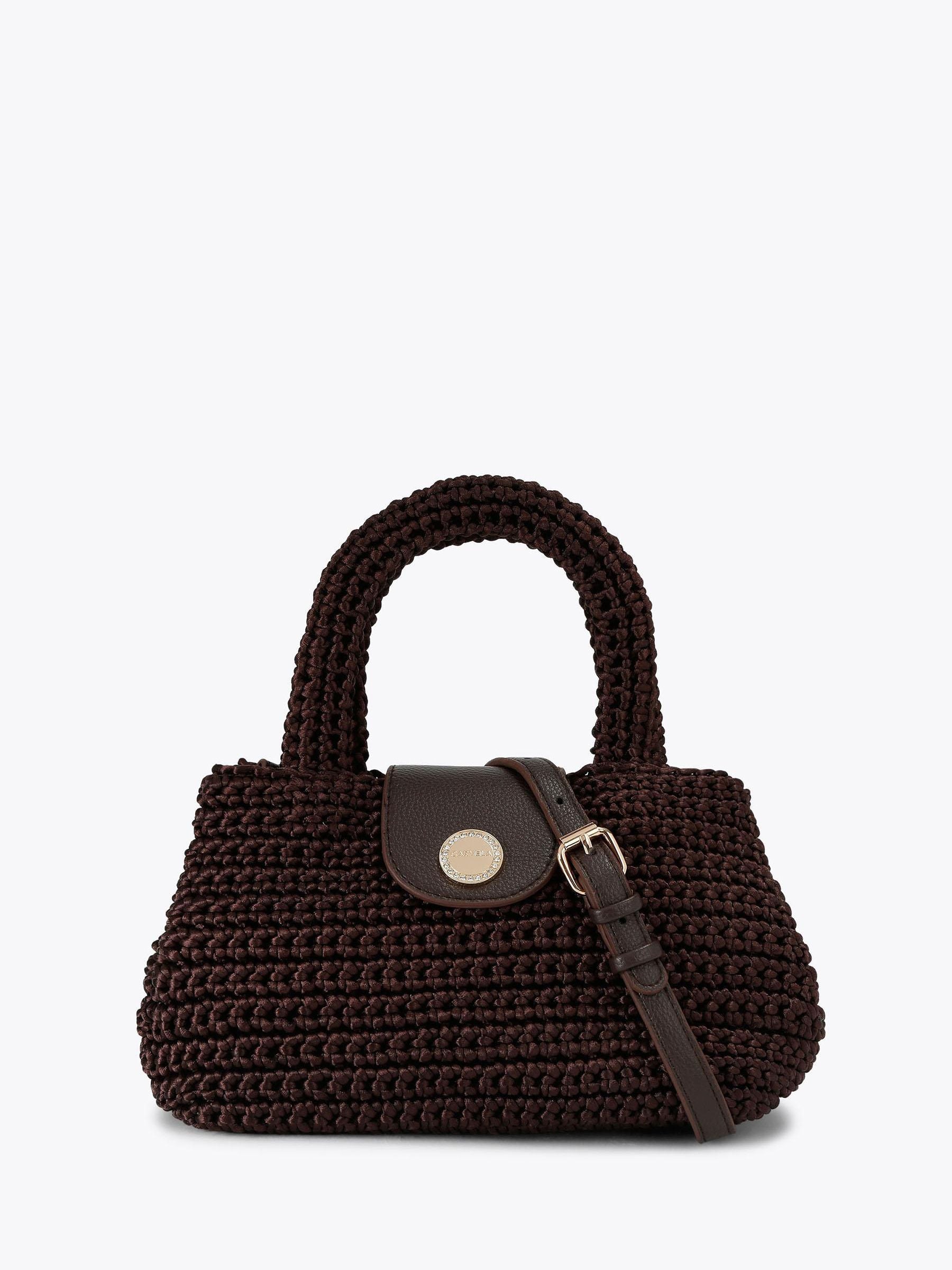 Carvela Cheska top handle bag dark brown silk, imported from the UK