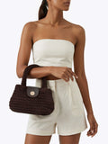 Carvela Cheska top handle bag dark brown silk, imported from the UK