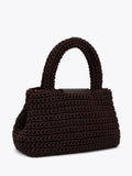 Carvela Cheska top handle bag dark brown silk, imported from the UK
