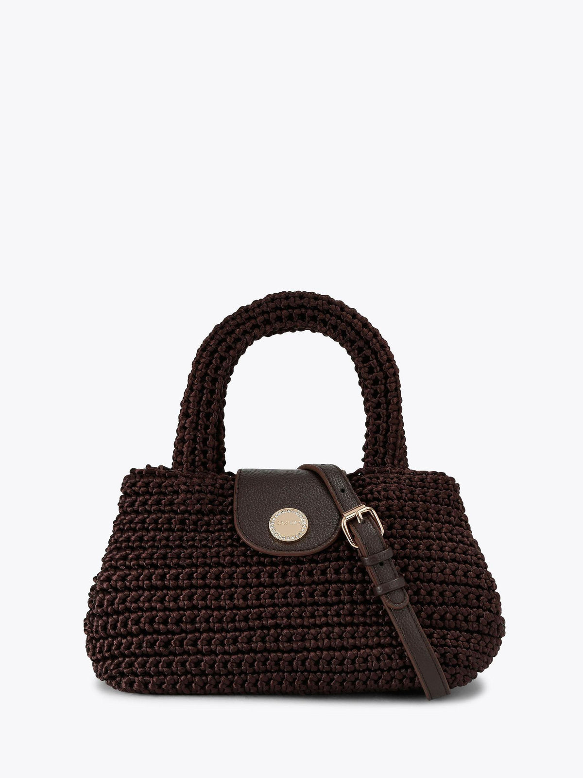 Carvela Cheska top handle bag dark brown silk, imported from the UK