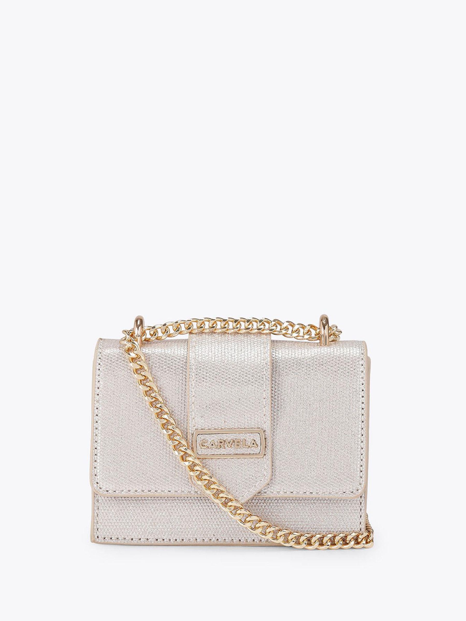 Carvela cream Jessica micro bag in champagne metallic, UK version