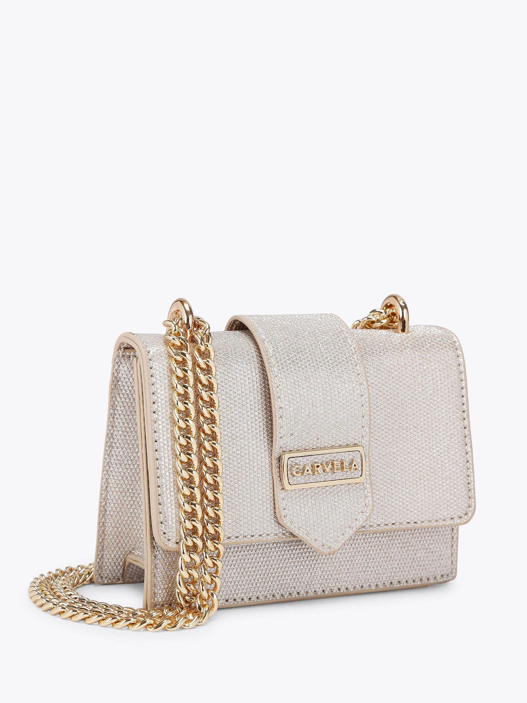 Carvela cream Jessica micro bag in champagne metallic, UK version