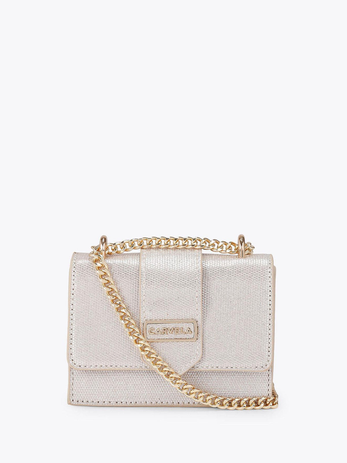 Carvela cream Jessica micro bag in champagne metallic, UK version