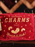 Harry Potter red wash bag with Hogwarts charms gold foil - British product