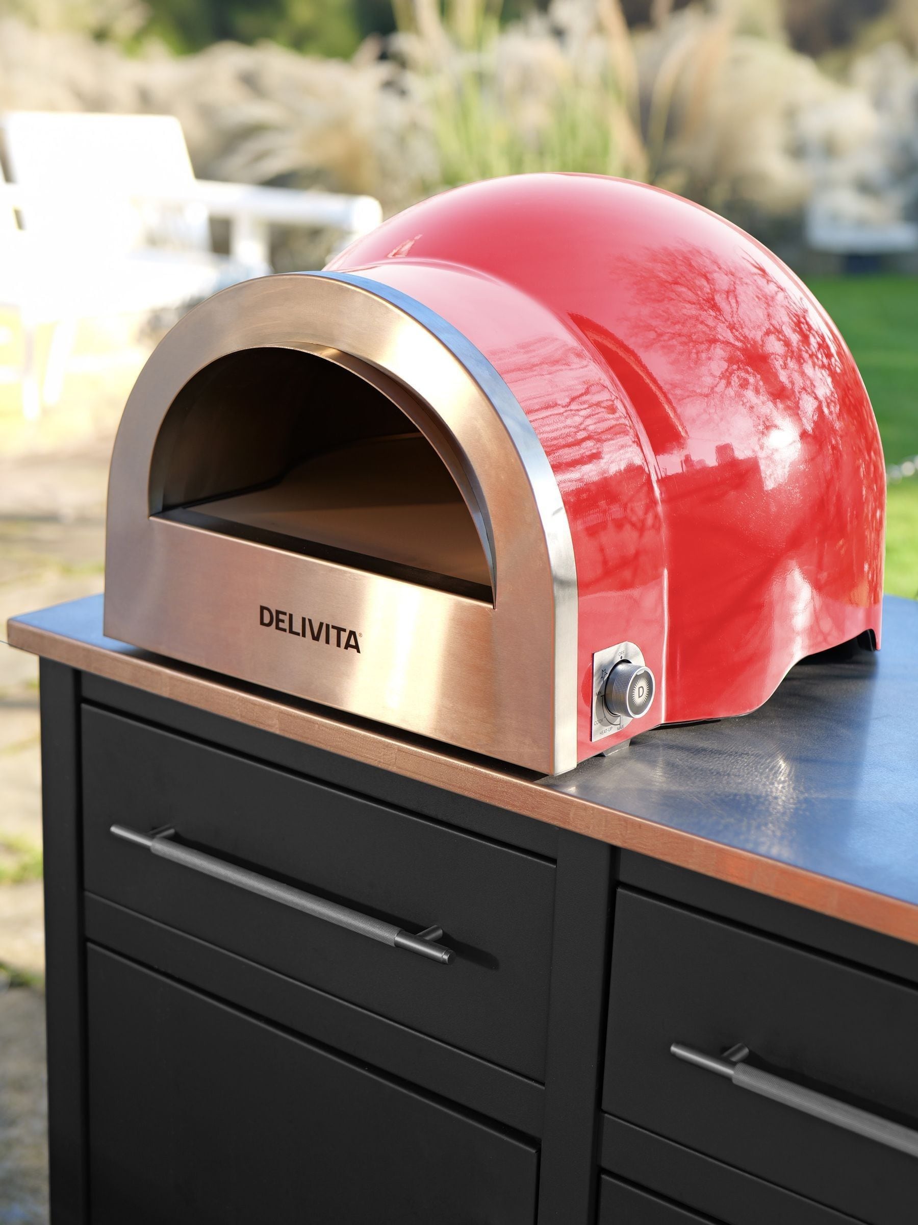 Delivita Chilli Red dual fuel pizza oven, imported from the UK