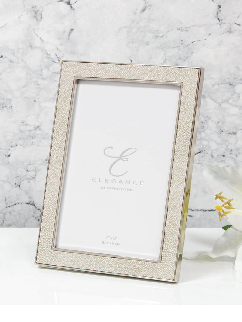 Widdop cream faux shagreen photo frame (British brand)