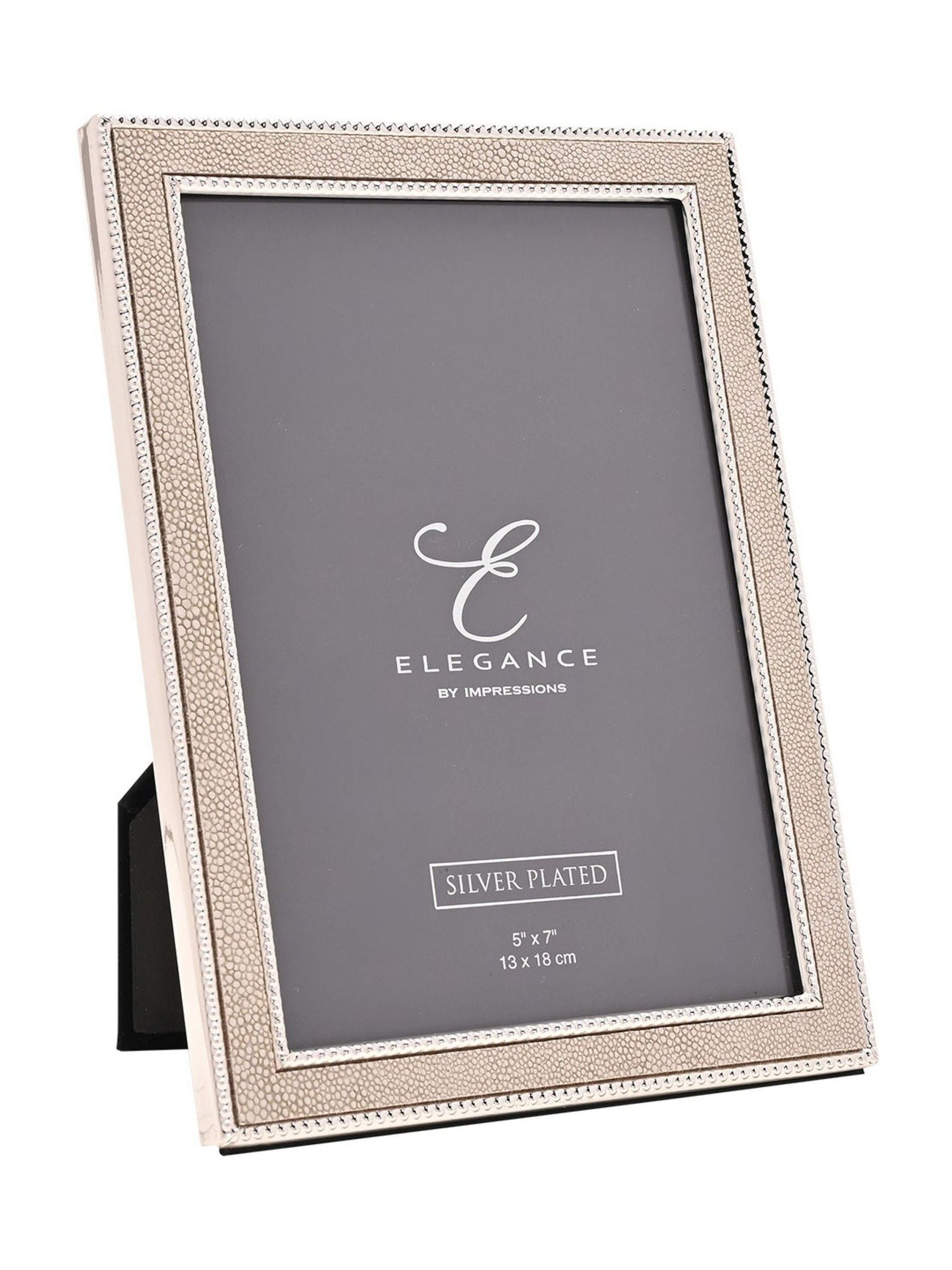Widdop silver metal plated faux shagreen photo frame 5x7, imported from the UK