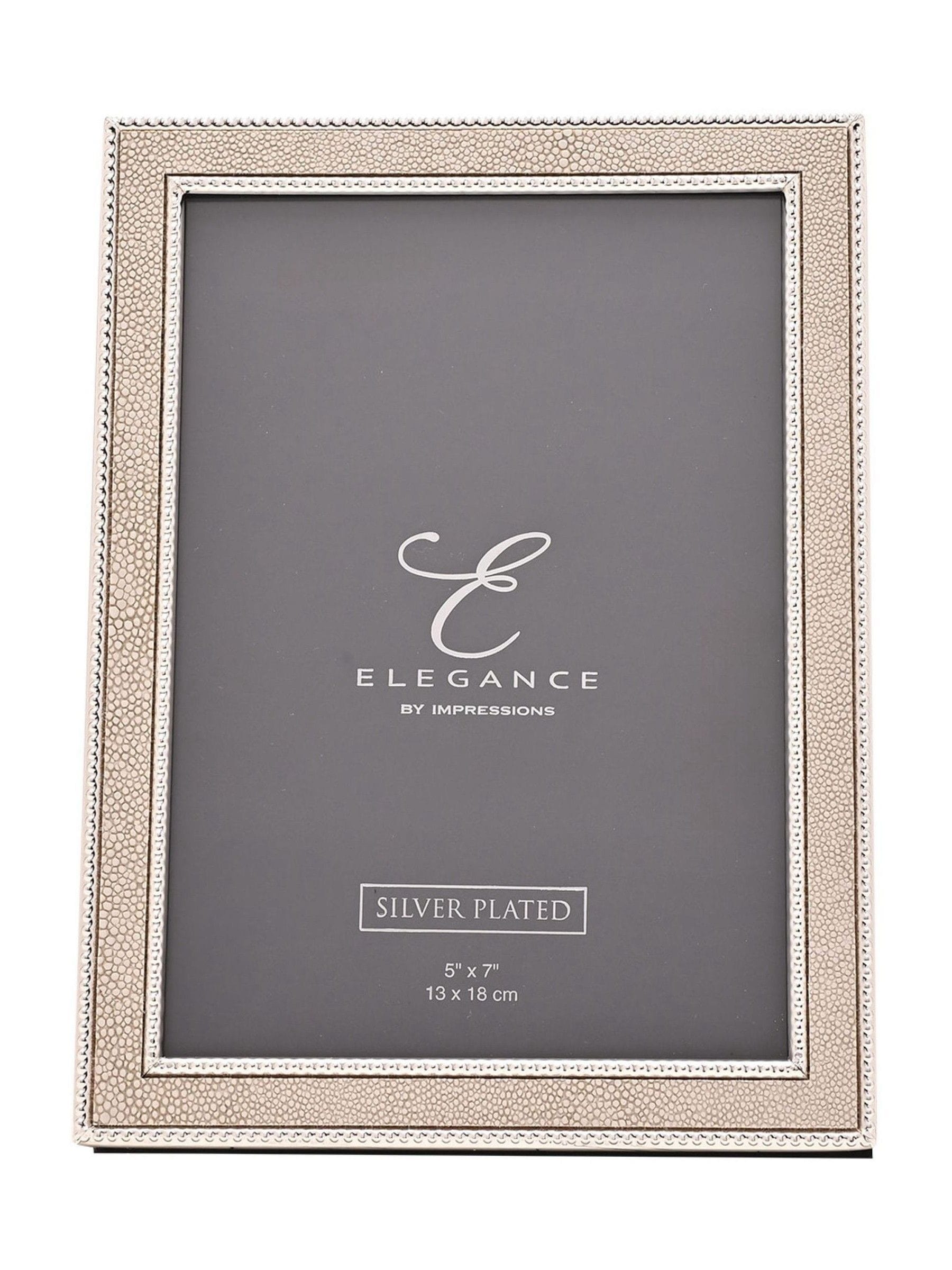 Widdop silver metal plated faux shagreen photo frame 5x7, imported from the UK