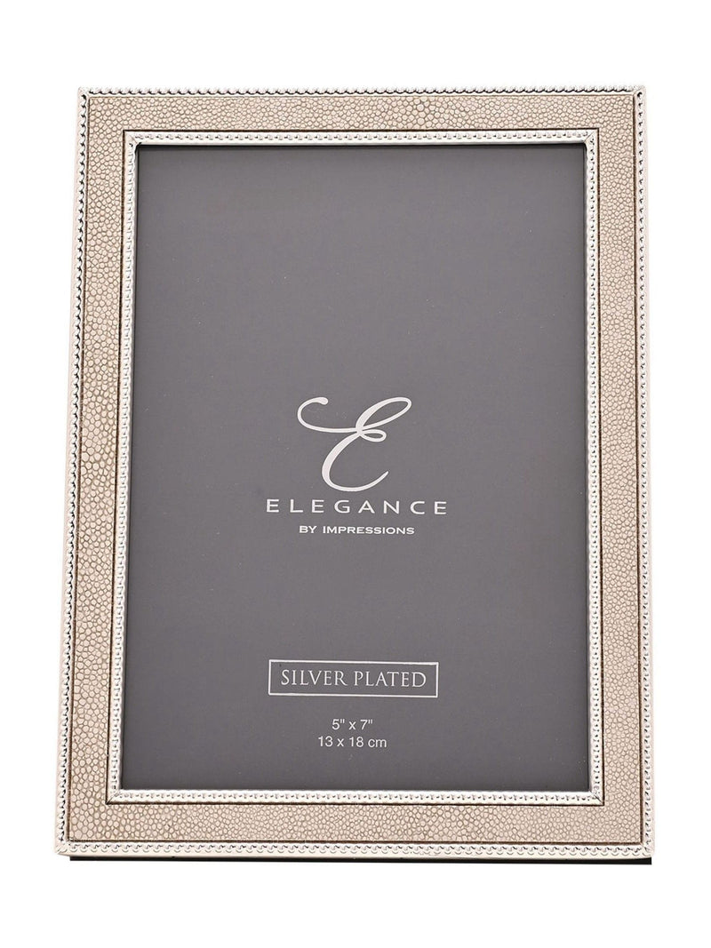 Widdop silver metal plated faux shagreen photo frame 5x7, imported from the UK