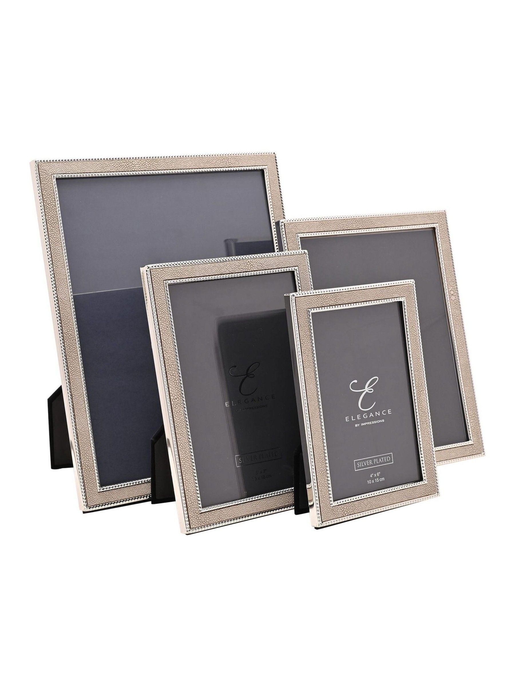 Widdop silver metal plated faux shagreen photo frame 5x7, imported from the UK