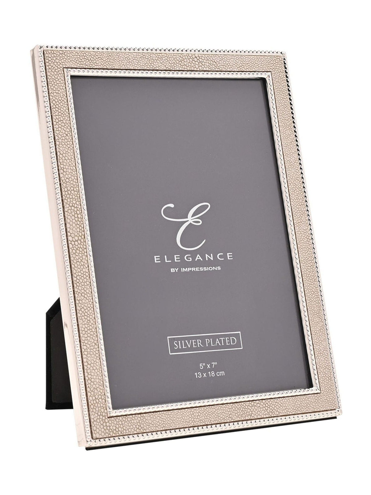 Widdop silver metal plated faux shagreen photo frame 5x7, imported from the UK