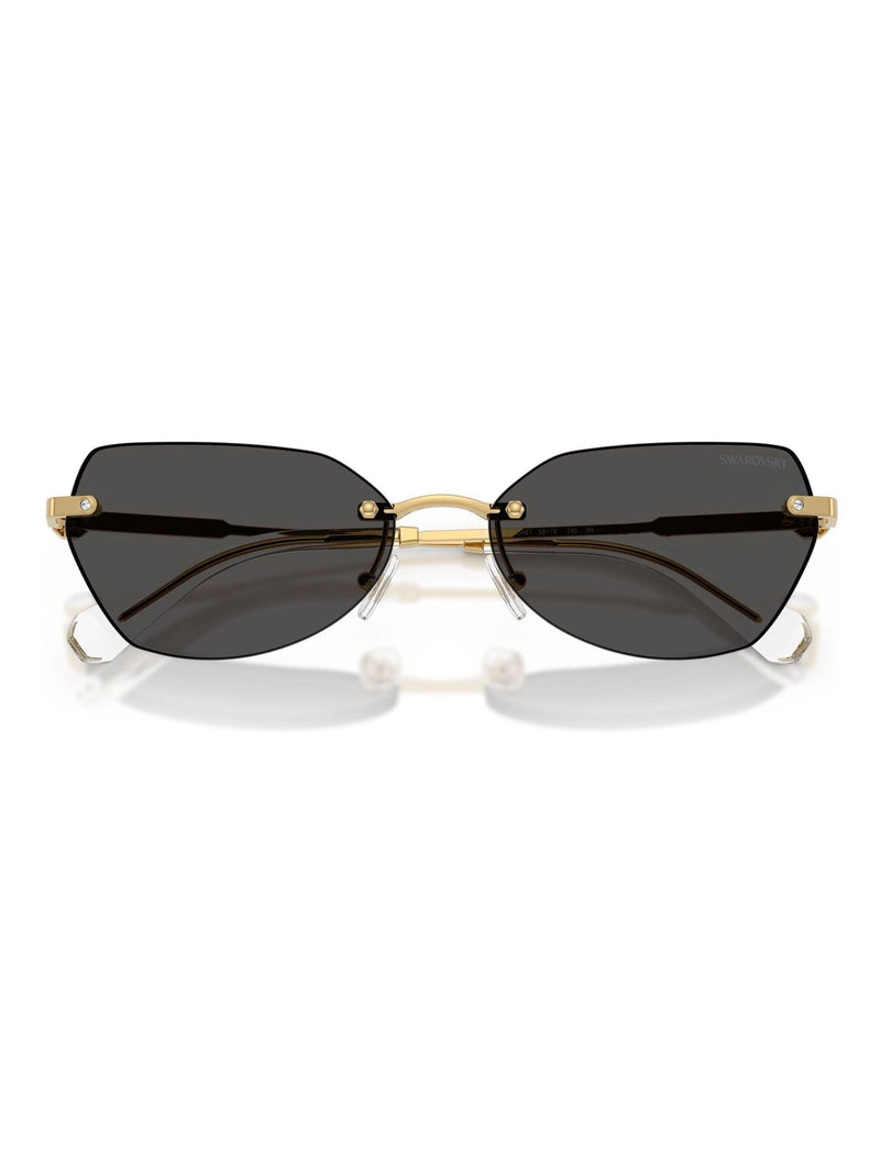 Swarovski gold irregular sunglasses with crystal details, UK version