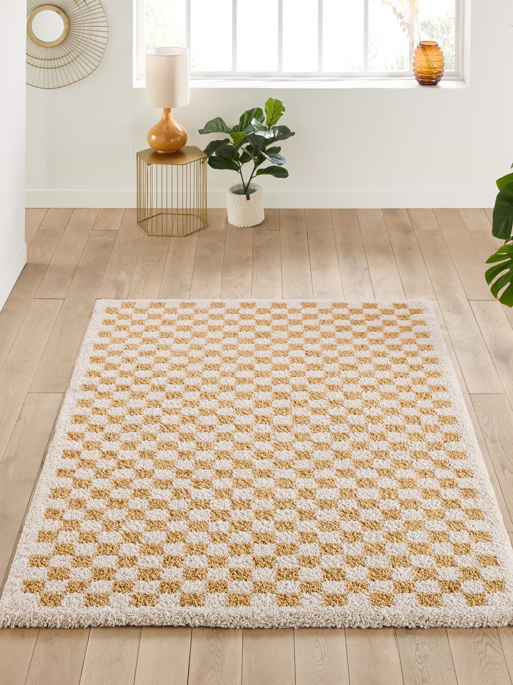 La Redoute Intérieurs yellow checkerboard rug - British product