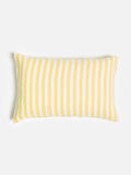 Oliver Bonas yellow muslin striped pillowcases, imported from the UK