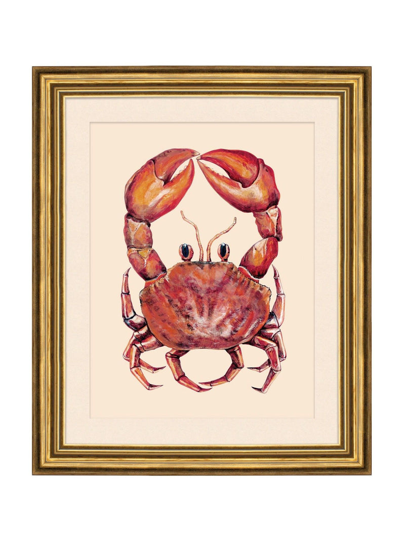 Brookpace Lascelles red crab wall art in gold frame - British product