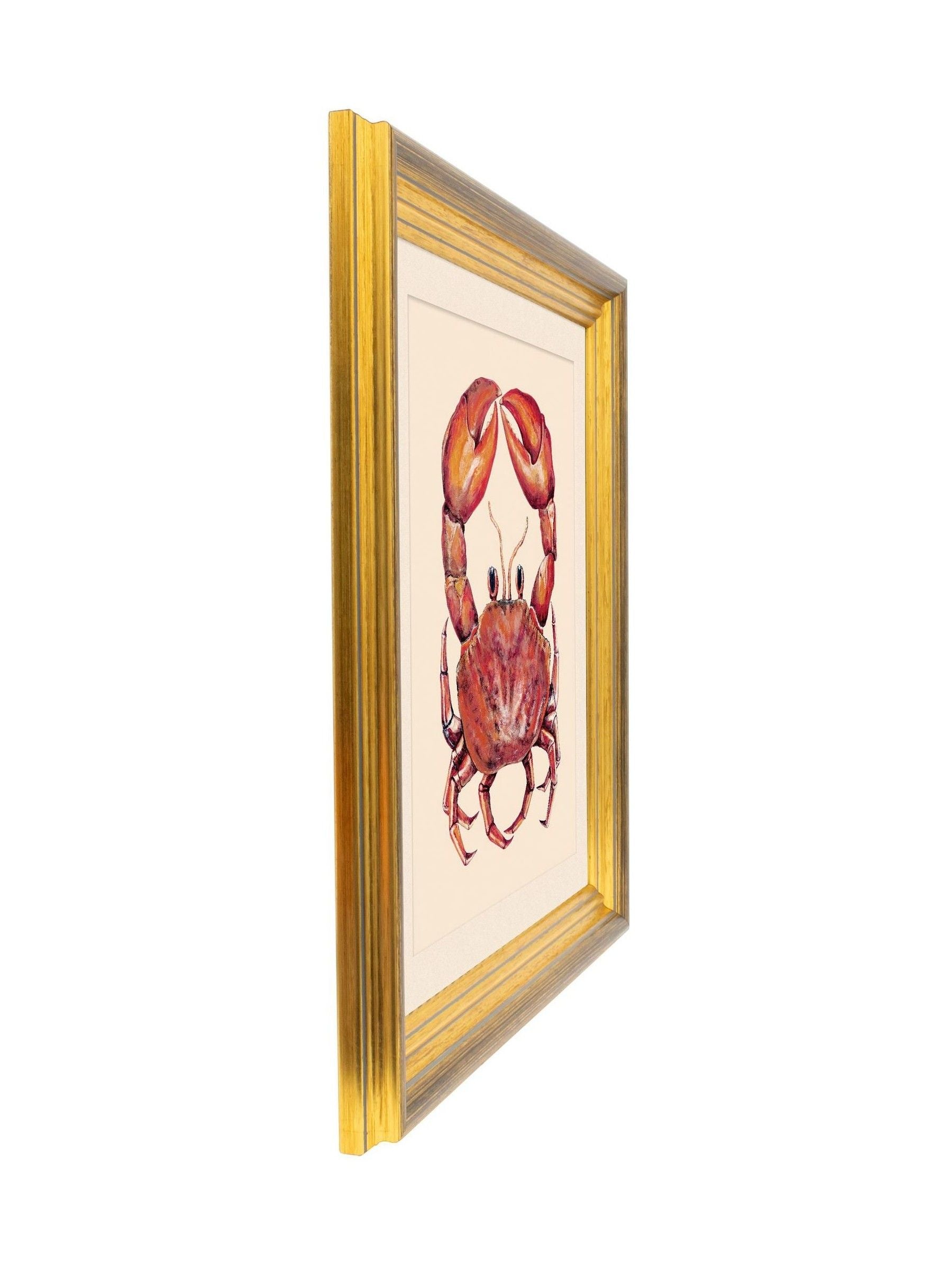 Brookpace Lascelles red crab wall art in gold frame - British product