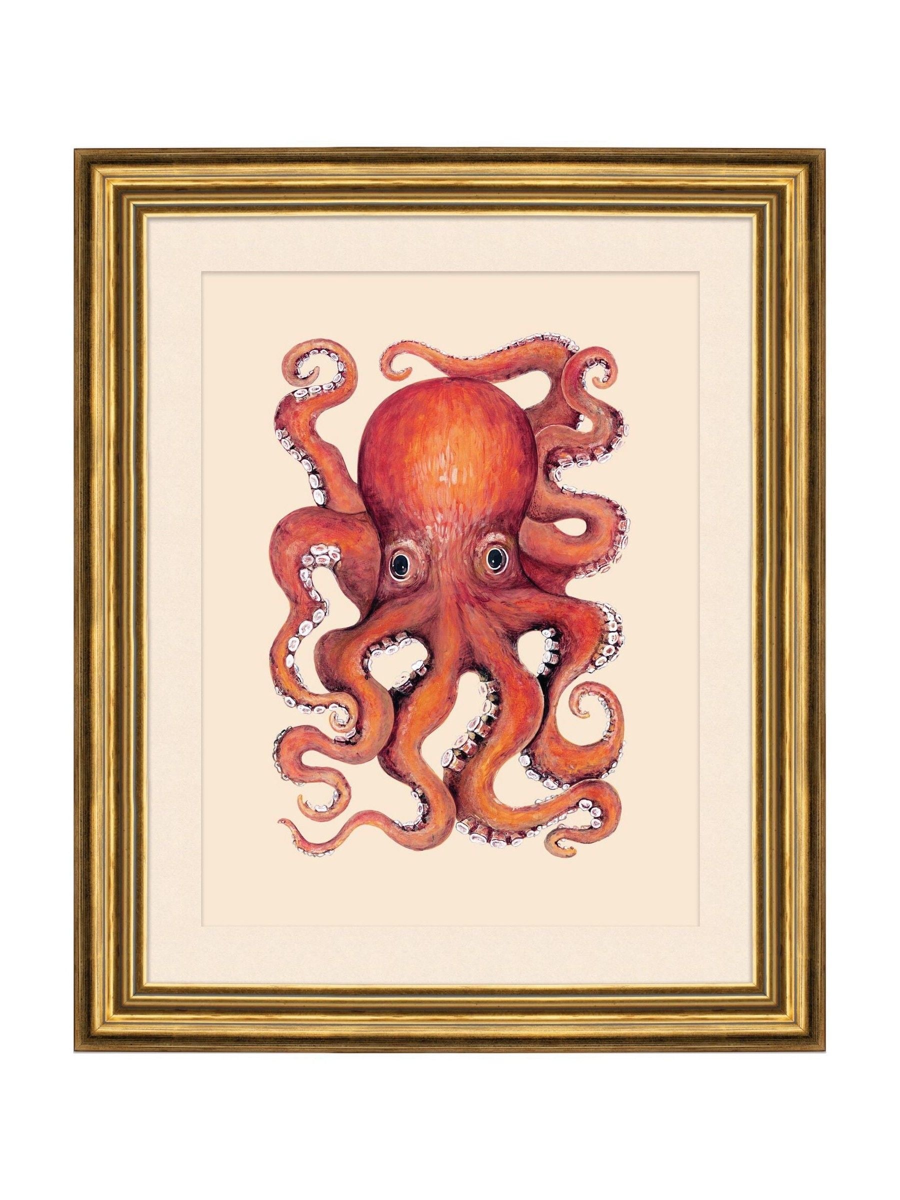 Brookpace Lascelles red gold octopus wall art 58x48cm - British product