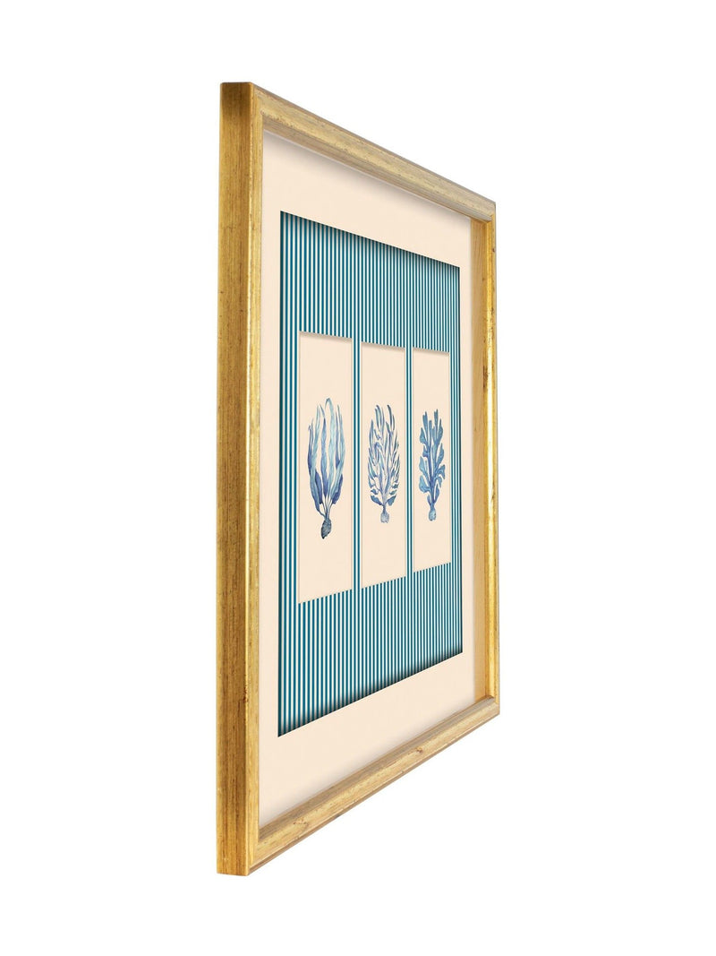 Brookpace Lascelles seaweed print blue white stripes 43x33cm, imported from the UK