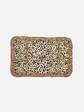 Oliver Bonas leopard print cushion cover 45x45cm with red frill (British brand)