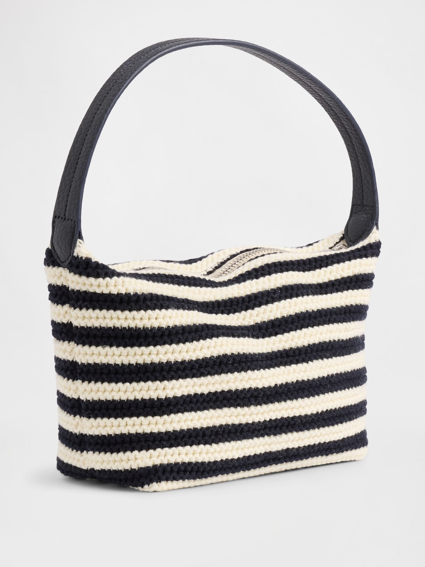 Gap black crochet stripe mini bag with vegan leather strap - British product