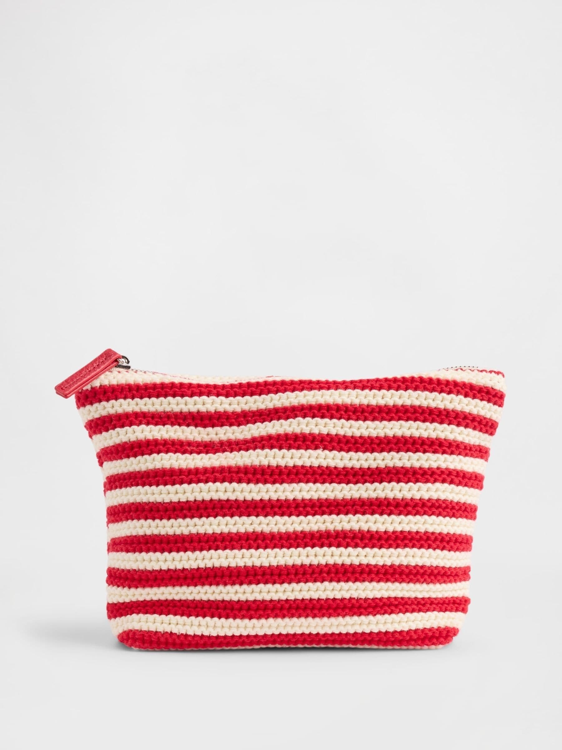 Gap black cream stripe crochet zip pouch, imported from the UK