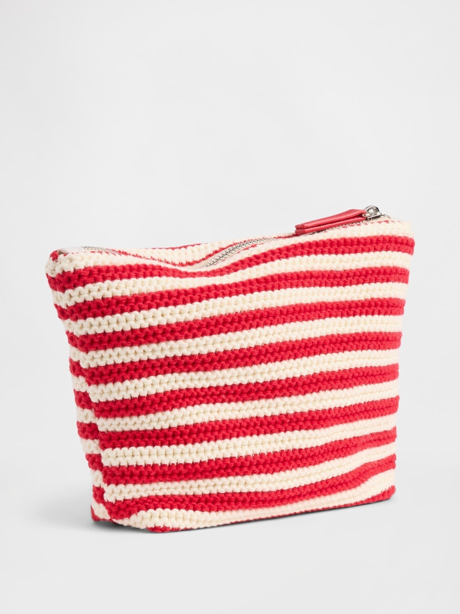 Gap black cream stripe crochet zip pouch, imported from the UK