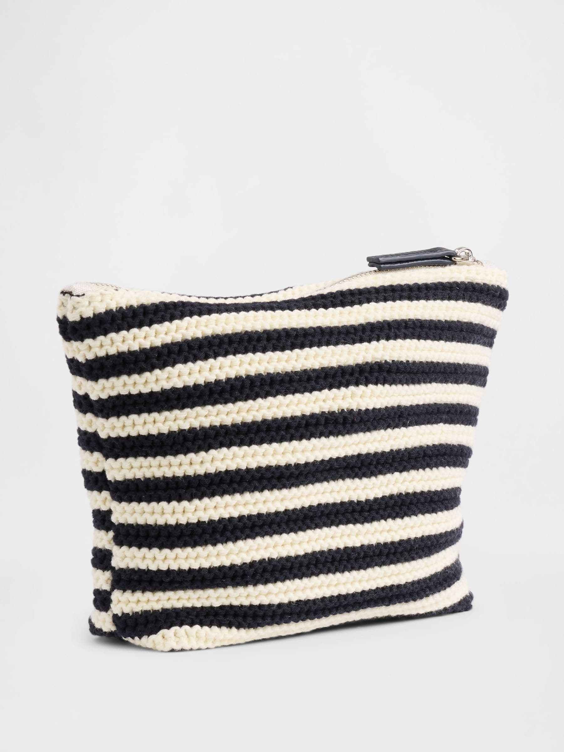 Gap black cream stripe crochet zip pouch, imported from the UK