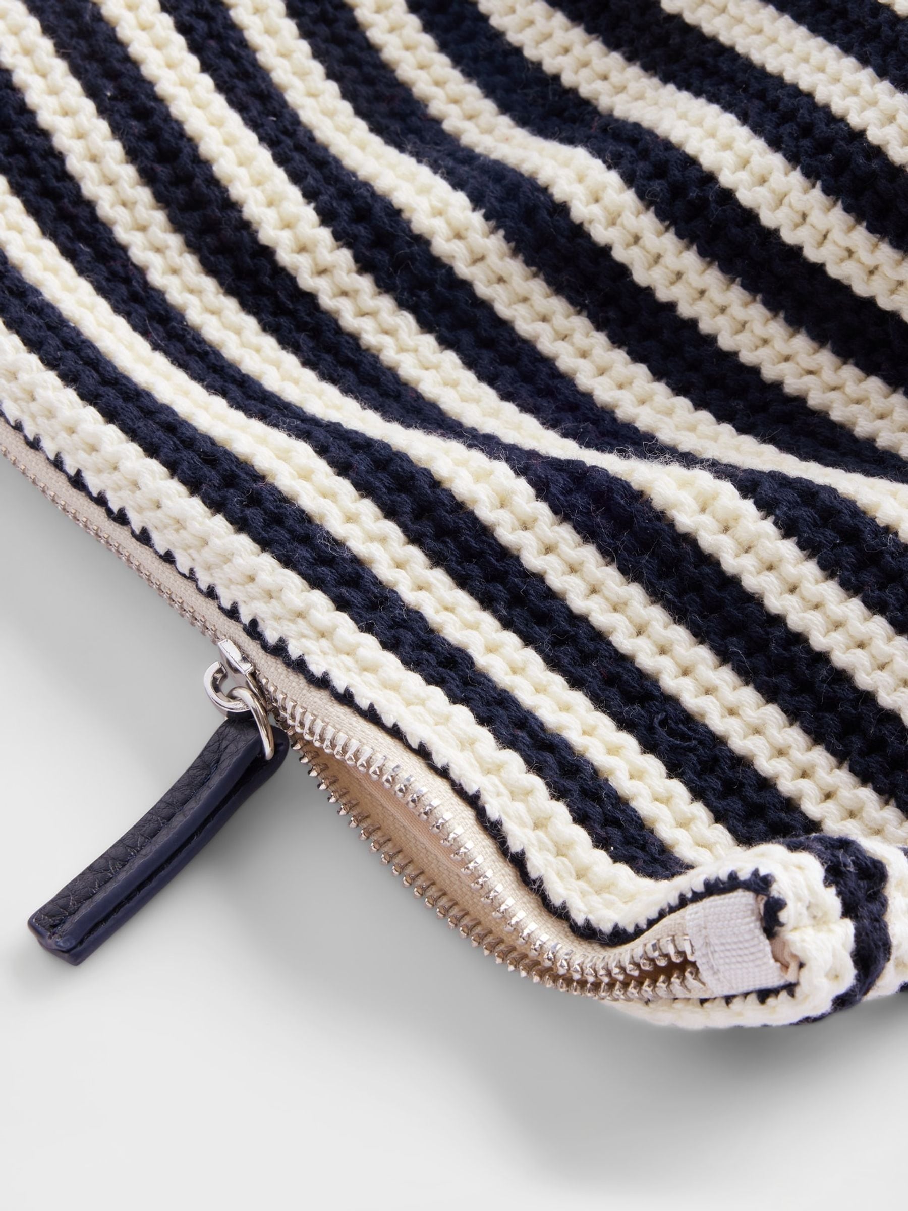 Gap black cream stripe crochet zip pouch, imported from the UK