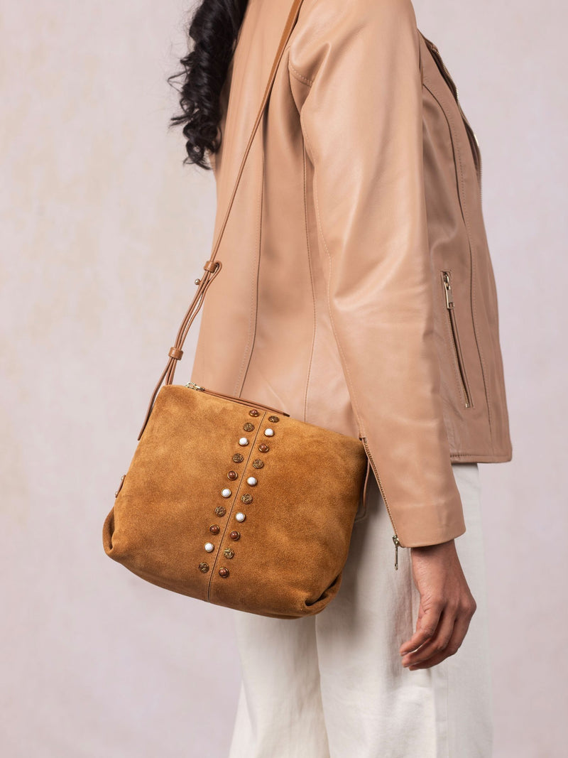 Lakeland Leather Buttermere cross-body bag light brown suede, UK version