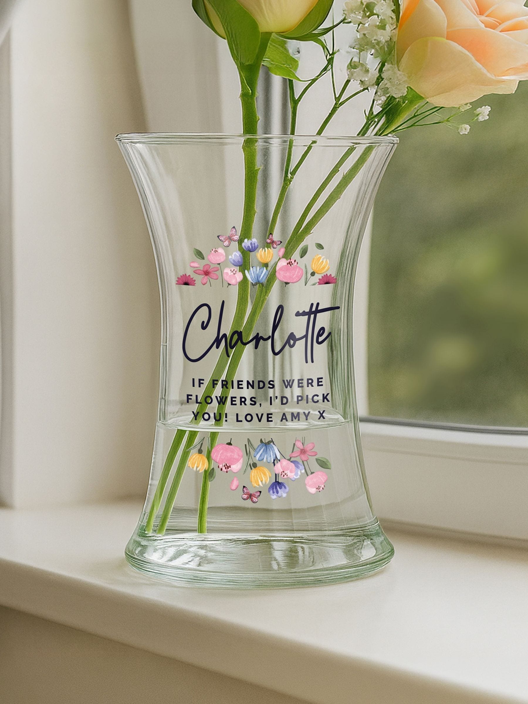 PMC personalised waisted glass vase 12.5cm, UK version