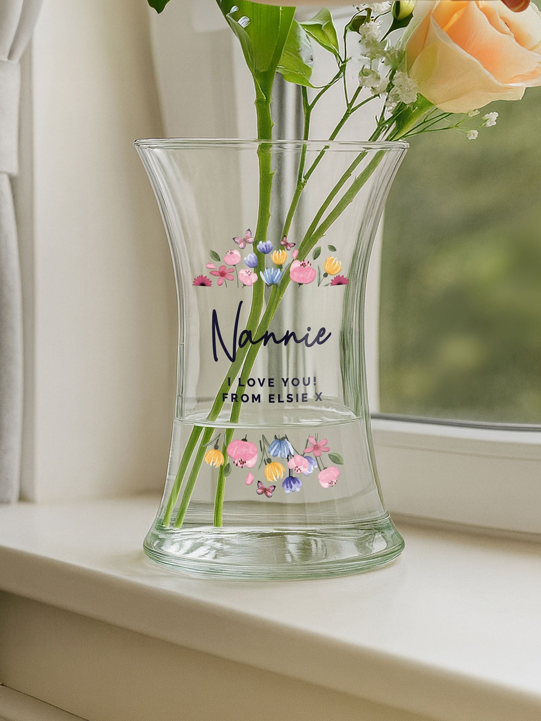 PMC personalised waisted glass vase 12.5cm, UK version